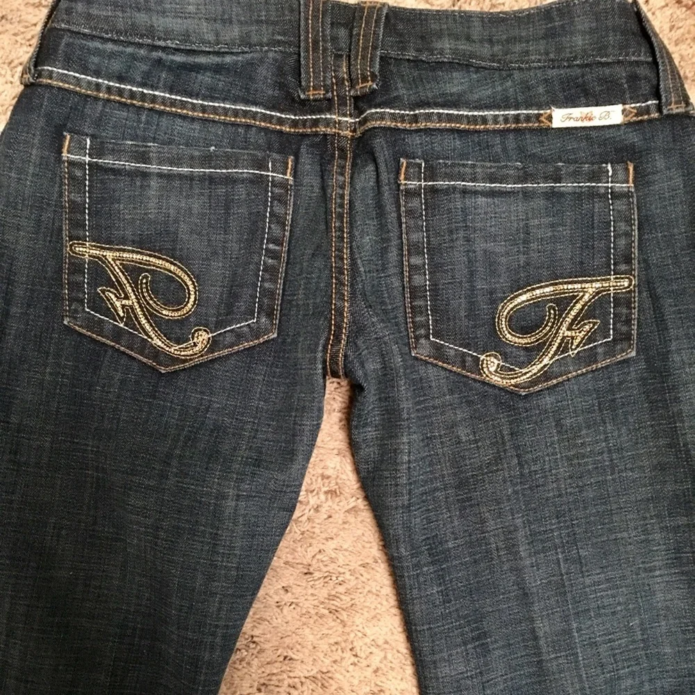 FRANKIE B HIPSTER FLARE JEANS BLING LOGO POCKETS🔥 - Picture 3 of 8